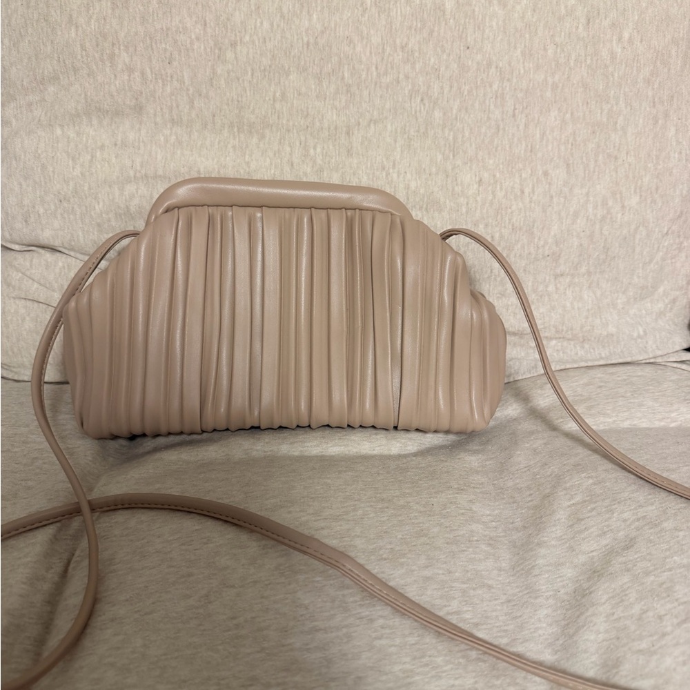 Taupe Pleated Crossbody Bag - Women's Shoulder Purse
